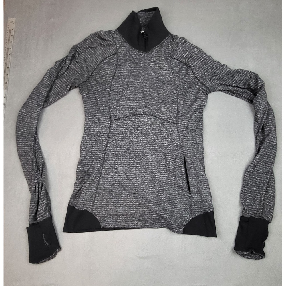 Lululemon Pullover Jacket Womens 6  Black Space Dye Quarter Zip